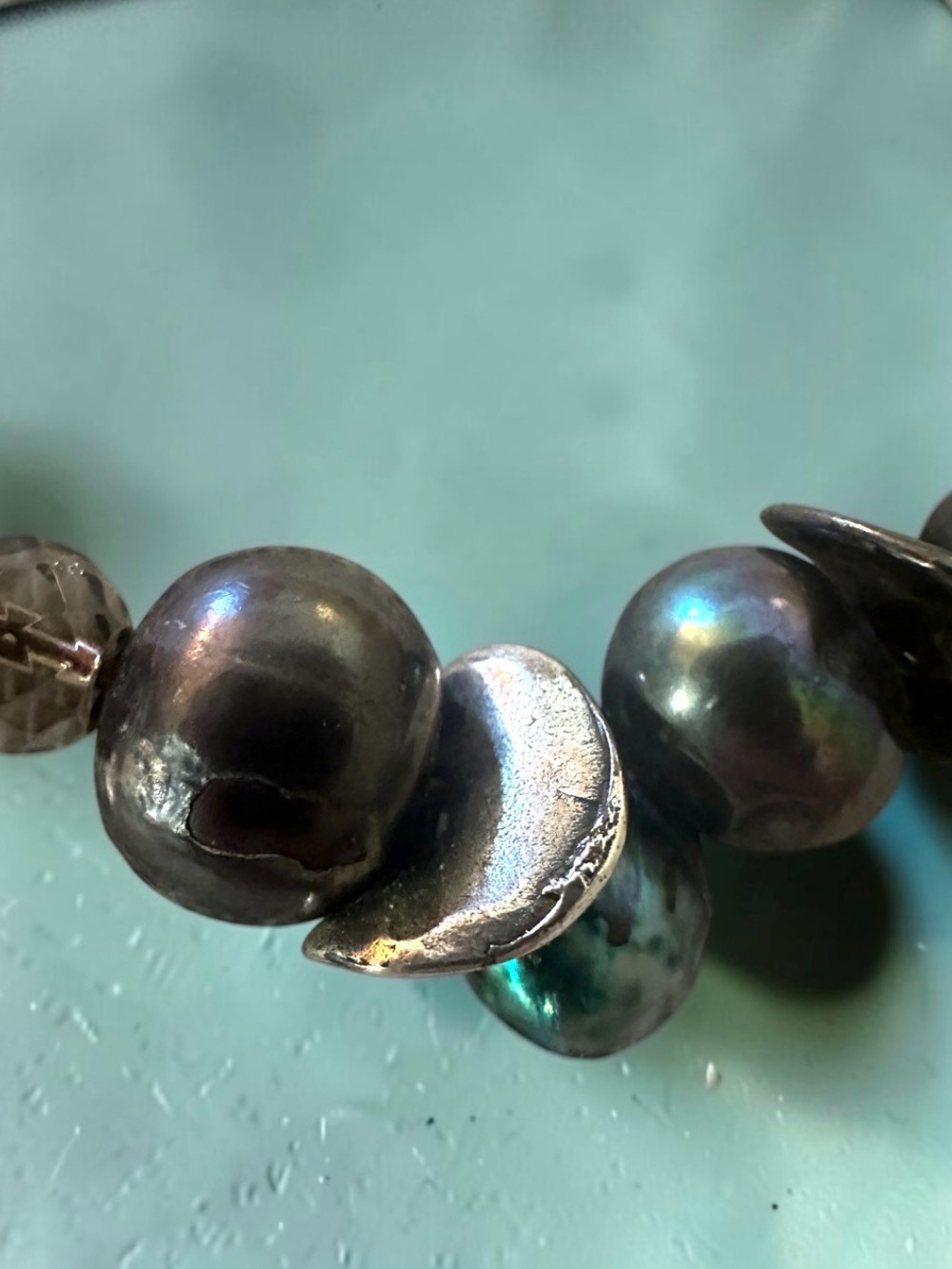J. Jill Iridescent Boho Pearl Abalone Cord Necklace 20" NWT - Picture 2 of 6